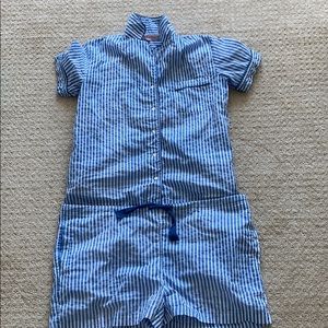 Ro’s Garden blue and white stripe pajama set. M